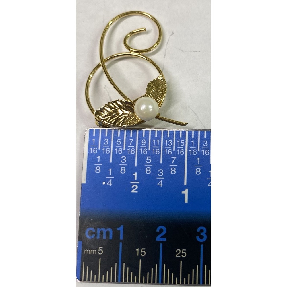 Vintage Carla Loops & Swirls Cultured Pearl Pin Brooch 12K Gold Filled 1" X 1.5"